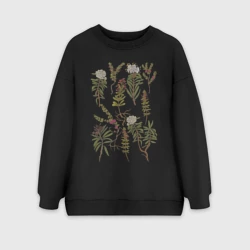 Женский свитшот oversize без начеса хлопок Багульник и шикша