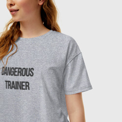 Женская футболка хлопок Oversize Опасно тренер - фото 2