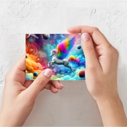 Поздравительная открытка Космический крылатый единорог - нейросеть - фото 2