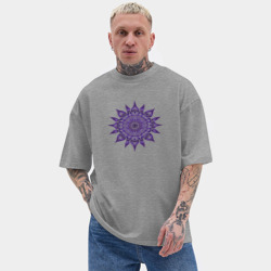 Мужская футболка Oversize хлопок texturе Декоративная мандала фиолетового цвета - фото 2