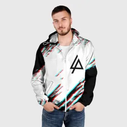 Мужская ветровка 3D Linkin park краски глитч - фото 2