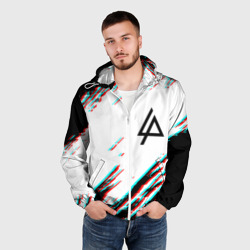 Мужская ветровка 3D Linkin park краски глитч - фото 2