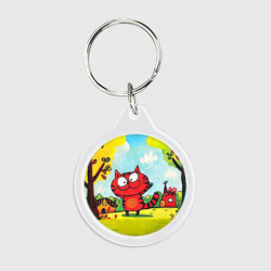 Брелок круглый Забавный мультяшный оранжевый кот