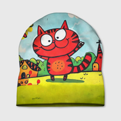 Шапка 3D Забавный мультяшный оранжевый кот