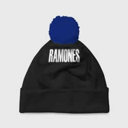 Шапка 3D c помпоном Ramones white logo