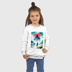 Детский свитшот хлопок Призрак Цусимы - самурай на берегу озера - фото 2