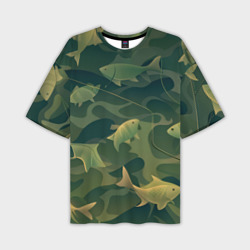 Мужская футболка oversize 3D Рыбы-камуфляж