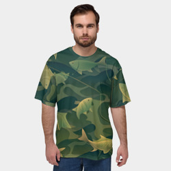 Мужская футболка oversize 3D Рыбы-камуфляж - фото 2