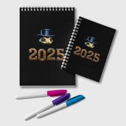 Блокнот Змея в стиле стимпанк в цилиндре символ нового года 2025