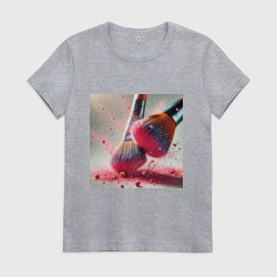 Женская футболка хлопок Розовый макияжный вихрь