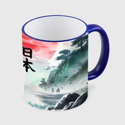 Кружка с полной запечаткой Япония - страна восходящего солнца - акварель