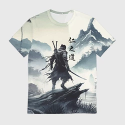 Мужская футболка 3D Воин самурай - призрак Цусимы