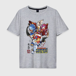 Мужская футболка хлопок Oversize Samurai pizza cats