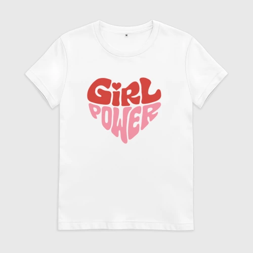 Женская футболка хлопок с принтом Girl Power, вид спереди #2