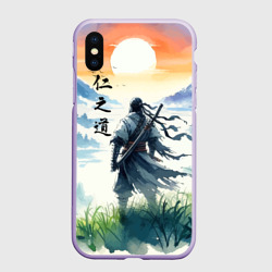 Чехол для iPhone XS Max матовый Ghost of Tsushima - samurai on the background of the rising sun