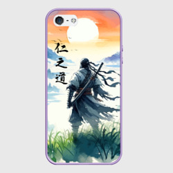 Чехол для iPhone 5/5S матовый Ghost of Tsushima - samurai on the background of the rising sun