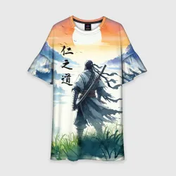 Детское платье 3D Ghost of Tsushima - samurai on the background of the rising sun