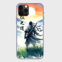 Чехол для iPhone 12 Pro Ghost of Tsushima - samurai on the background of the rising sun