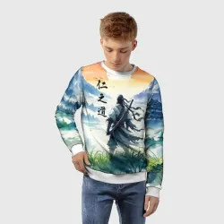 Детский свитшот 3D Ghost of Tsushima - samurai on the background of the rising sun - фото 2