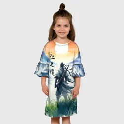 Детское платье 3D Ghost of Tsushima - samurai on the background of the rising sun - фото 2