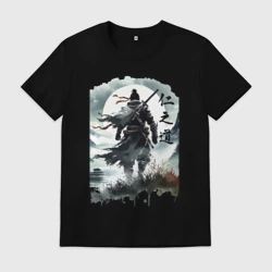 Мужская футболка хлопок Призрак Цусимы - Японский самурай