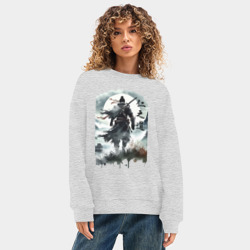 Женский свитшот oversize без начеса хлопок Призрак Цусимы - Японский самурай - фото 2