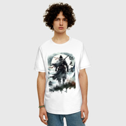 Мужская футболка хлопок Oversize Призрак Цусимы - Японский самурай - фото 2