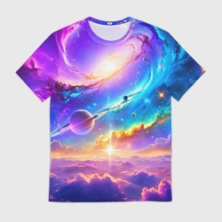 Мужская футболка 3D Космос в неоновых тонах