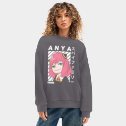 Женский свитшот oversize без начеса хлопок Семья шпиона  Spy X Family Anya - фото 2