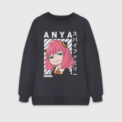 Женский свитшот oversize без начеса хлопок Семья шпиона Spy X Family Anya