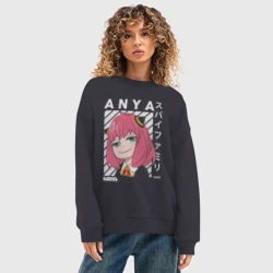 Женский свитшот oversize без начеса хлопок Семья шпиона Spy X Family Anya - фото 2