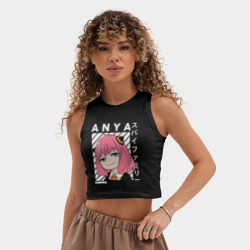 Женская укороченная майка-топ хлопок Семья шпиона Spy X Family Anya - фото 2
