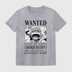 Мужская футболка хлопок Монки Д Луффи - листовка разыскивается