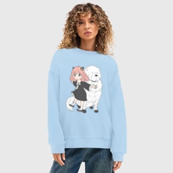 Женский свитшот oversize без начеса хлопок Семья шпиона - Anya Bond и собака - фото 2