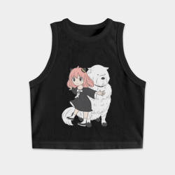 Женская укороченная майка-топ хлопок Семья шпиона - Anya Bond и собака