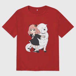 Женская футболка хлопок Oversize Семья шпиона - Anya Bond и собака