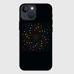 Чехол для iPhone 13 mini Мандала на черном фоне