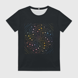 Женская футболка 3D Мандала на черном фоне