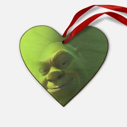 Деревянная игрушка Сердце Лицо Шрека крупно ухмылка