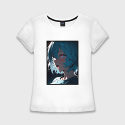 Женская футболка хлопок Slim Рей из Евангелион ахегао