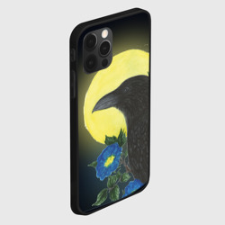 Чехол для iPhone 12 Pro Max Чёрный ворон на ветке на фоне луны - фото 2