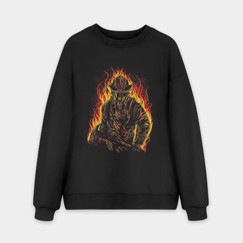 Мужской свитшот oversize без начеса хлопок Пожарный огнеборец