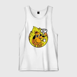 Мужская майка хлопок Мем собака в огне