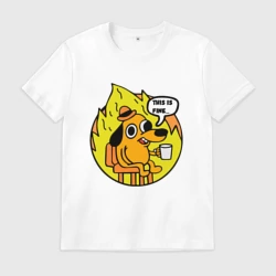 Мужская футболка хлопок Мем собака в огне