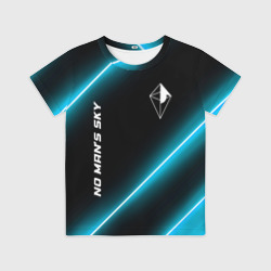 Детская футболка 3D No Man's Sky неоновые светящиеся линии