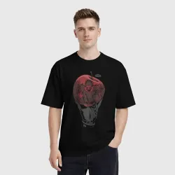 Мужская футболка хлопок Oversize Тетрадь смерти Рюк яблоко Death Note - фото 2