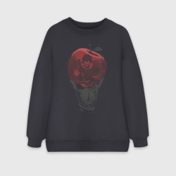 Женский свитшот oversize без начеса хлопок Тетрадь смерти Рюк яблоко Death Note