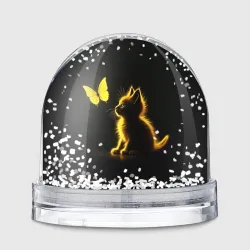Игрушка Снежный шар Милый котенок и бабочка