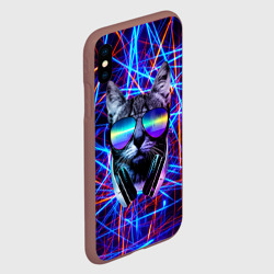 Чехол для iPhone XS Max матовый Cat DJ neon - фото 2