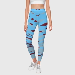 Леггинсы 3D Геометрическая абстракция сине голубого цвета - фото 2